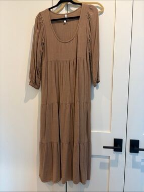 Rachel Pally Brown Tiered Maxi Dress